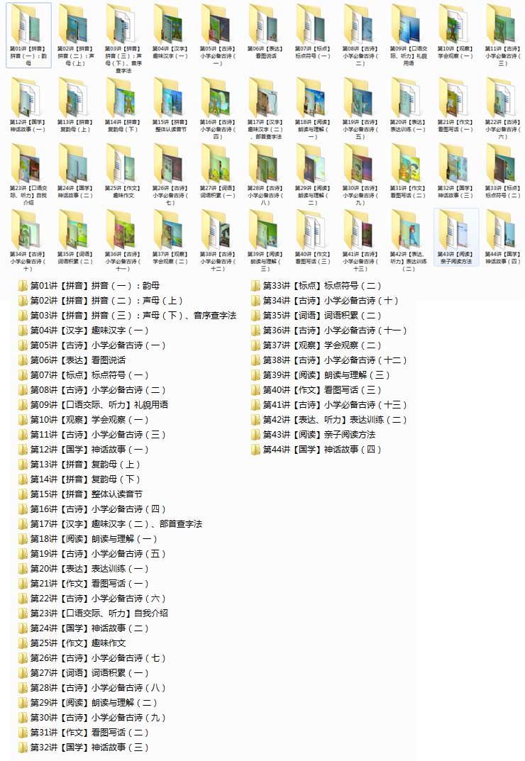“糖果课堂”一年级 语文视频课程文件列表