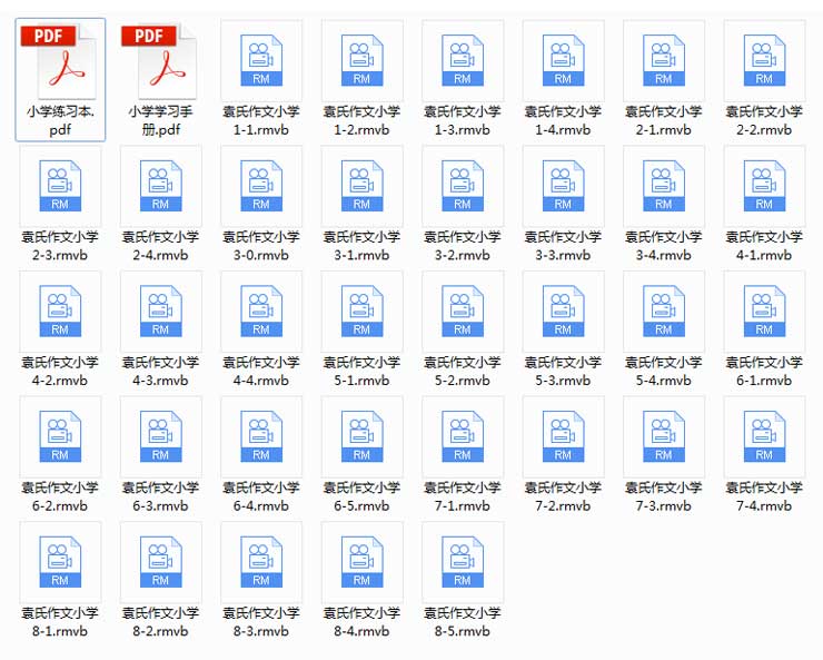 袁氏小学作文视频课程文件列表